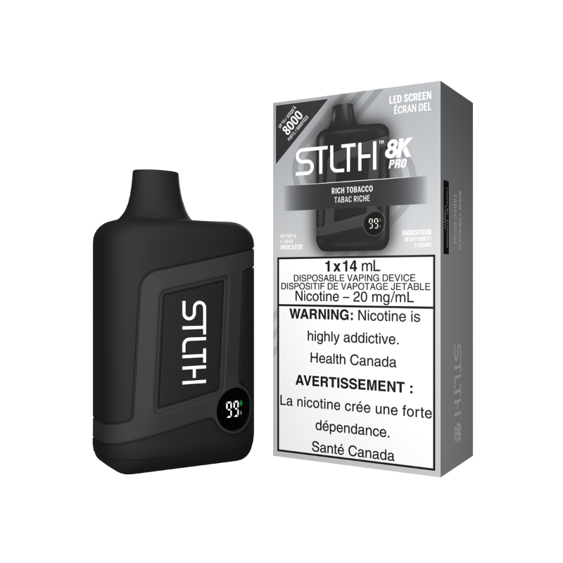 GET YOURS TODAY! STLTH BOX 8K PRO RICH TOBACCO DISPOSABLE VAPE AT MISTER VAPRO TORONTO ONTARIO CANADA