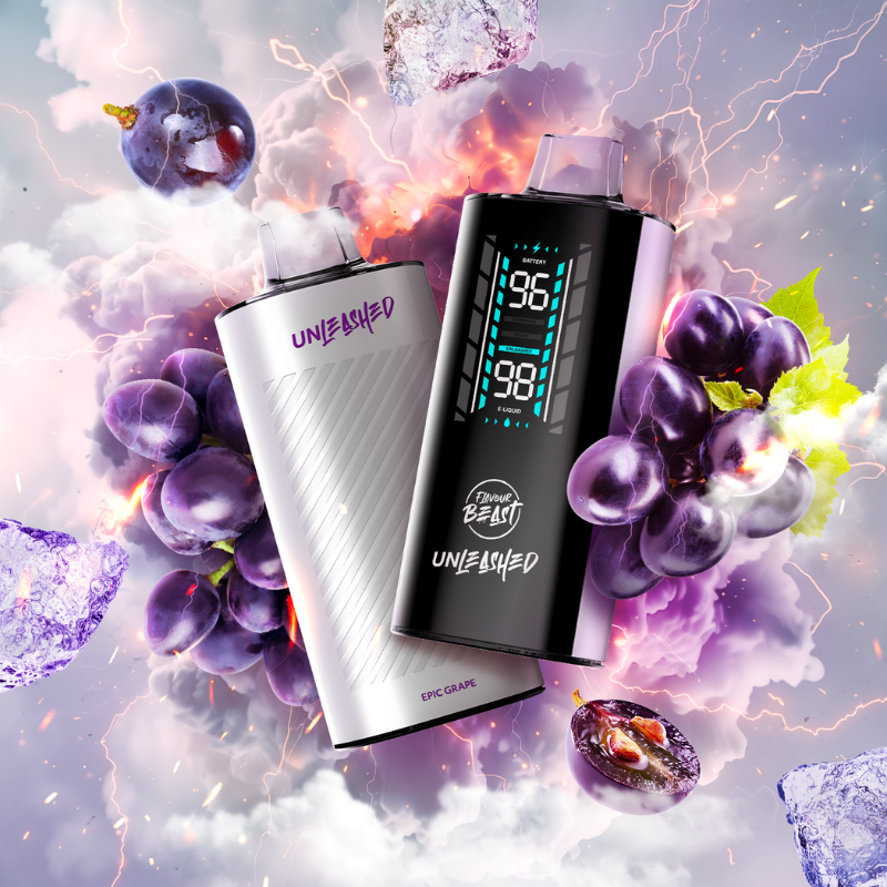 GET FLAVOUR BEAST UNLEASHED DCP 20k EPIC GRAPE ICED DISPOSABLE VAPE AT MISTER VAPOR