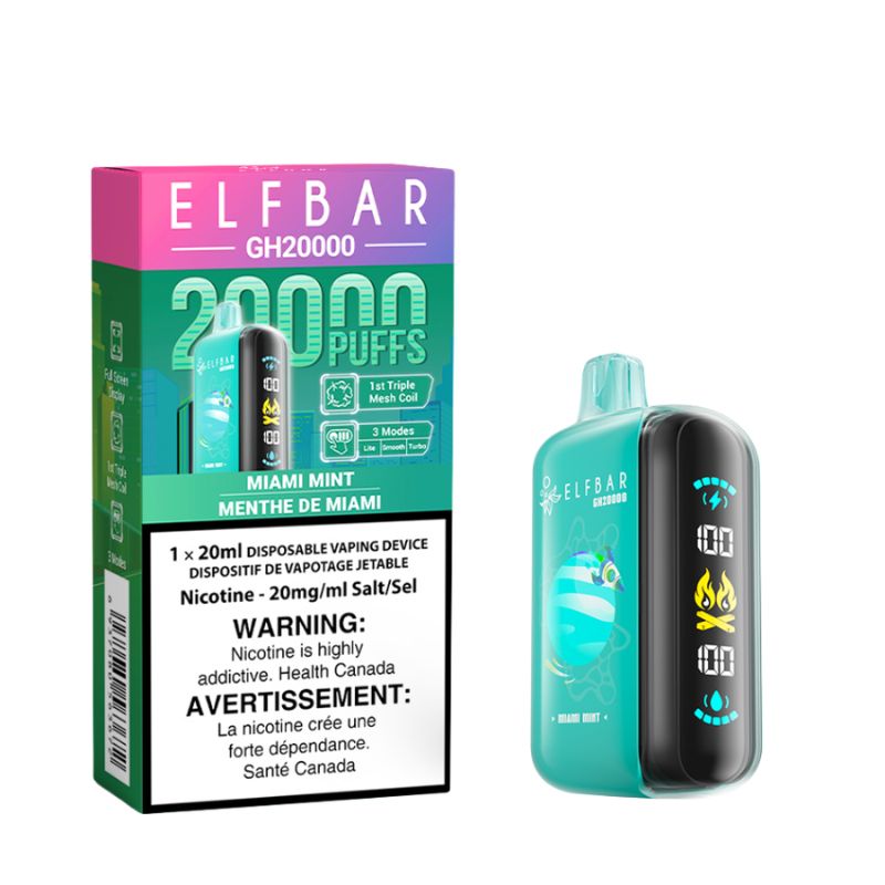 BEST ELF BAR GH 20k MIAMI MINT DISPOSABLE MISTER VAPOR QUEBEC CANADA