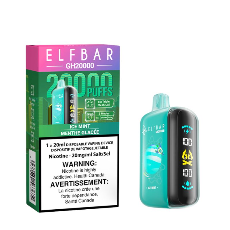 #2 ELF BAR GH 20k ICE MINT DISPOSABLE MISTER VAPOR QUEBEC CANADA