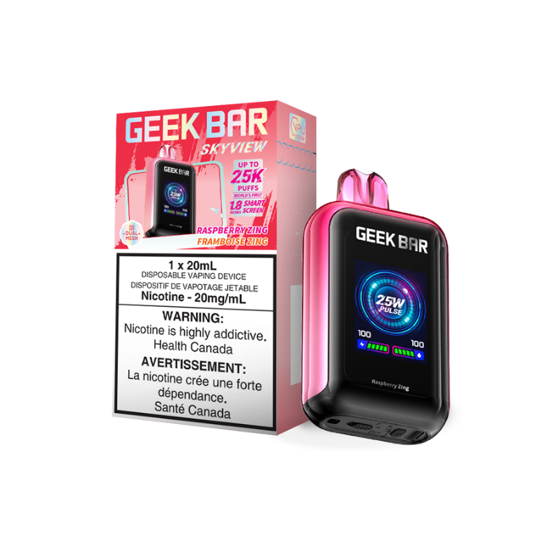 BUY GEEK BAR SKYVIEW 25K RASPBERRY ZING DISPOSABLE VAPE AT MV QUEBEC Mister Vapor BUY GEEK BAR SKYVIEW 25K RASPBERRY ZING DISPOSABLE VAPE AT MV QUEBEC Mister Vapor