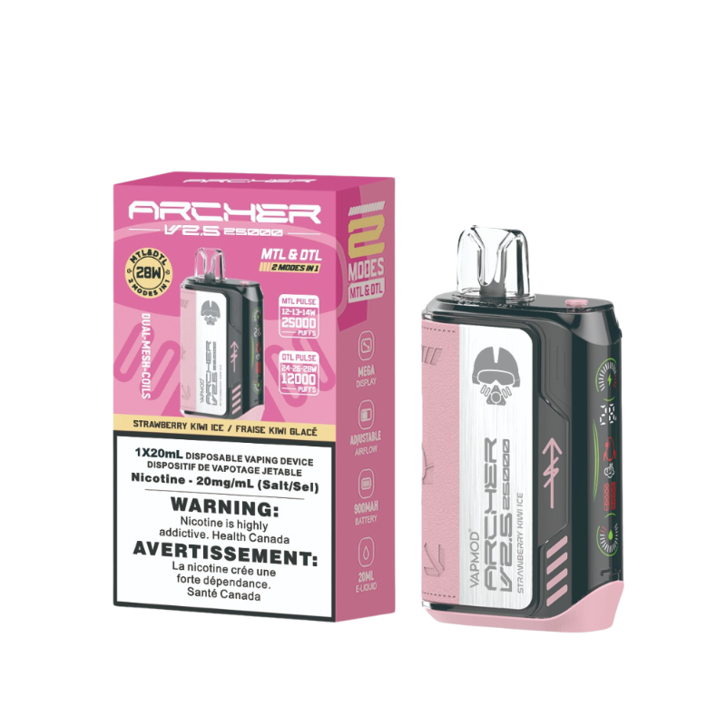 ARCHER VAPMOD 25k STRAWBERRY KIWI ICE DISPOSABLE VAPE MISTER VAPOR ONTARIO CANADA