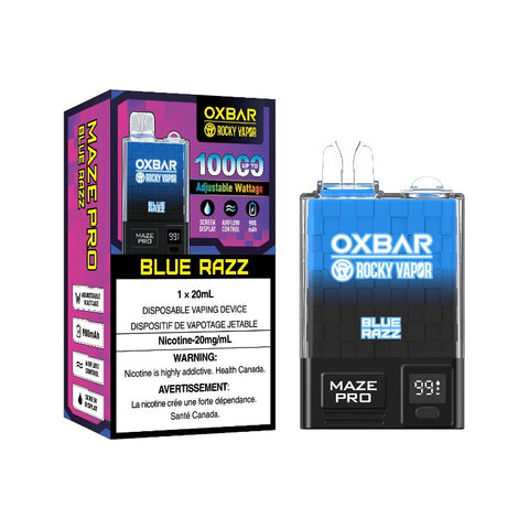 BLUE RAZZ OX BAR MAZE PRO DISPOSABLE VAPE (10000 PUFFs) Indulge in the electrifying burst of our Blue Raspberry , a tantalizing symphony of sweet and tangy notes that dance on your taste buds. Same-day and next day delivery within the zone and express shipping GTA, Oakville, Aurora, Pickering, Ajax, Whitby, Oshawa, Scarborough, Brampton, Etobicoke, Mississauga, Markham, Richmond Hill, Ottawa, 