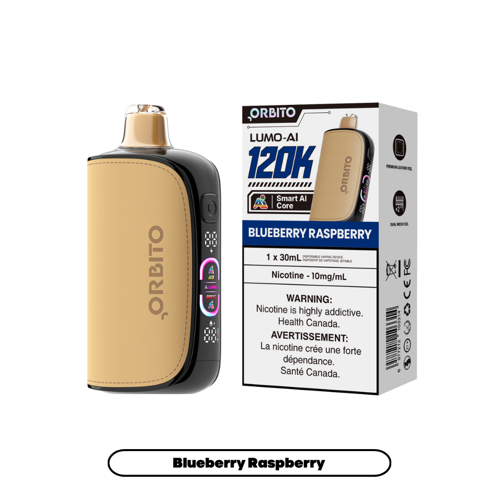 Orbito Lumo Ai 10mg Disposable Vape - Blueberry Raspberry, 120k Puffs