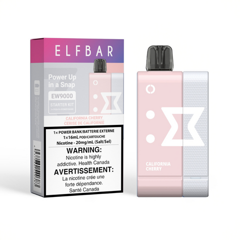 CALIFORNIA CHERRY ELF BAR EW9000 STARTER KIT Introducing the Elf Bar EW9000 Disposable Pod, your portal to cutting-edge vaping advancements. Dive into a vape device that seamlessly clicks together, thanks to its magnetic design, effortlessly linking the power bank and disposable pod.