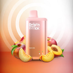 PEACH ZING DRIP'N EVO 10K DISPOSABLE VAPE (10,000 PUFFs)The delectable flavor of mature peaches delivers a taste that gracefully moves across the taste buds with its juicy, sun-drenched essence and vibrant zest.