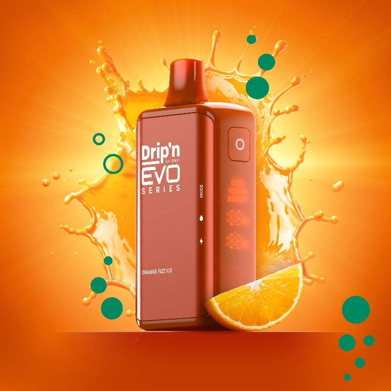BUY DRIP'N EVO 28K ORANGE FIZZ ICE DISPOSABLE VAPE AT MV TORONTO Mister Vapor BUY DRIP'N EVO 28K ORANGE FIZZ ICE DISPOSABLE VAPE AT MV TORONTO Mister Vapor