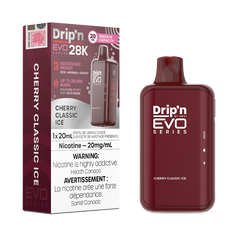 Cherry Classic Ice Drip'n EVO 28k Disposable Vape Immerse yourself in the bold, fizzy delight of Cherry Coke vape, where the rich sweetness of ripe cherries meets the classic, refreshing taste of cola.