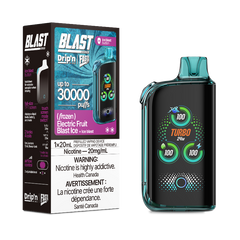 Buy now! Electric Fruit Blast ice Drip'n fasta blast by envi disposable with 30000 puffs and dual mesh coil with 3 power modes. Available online and in store! 