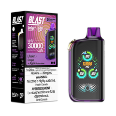 GRAPE + APPLE DRIP'N BY ENVI X FASTA BLAST FUSION SERIES 30K DISPOSABLE VAPE: 30000 puffs, Fusion blast button, adjustable airflow and power mode, TFT screen and Type-C charging.