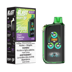 GRAPE ICE DRIP'N BY ENVI X FASTA BLAST SOUR SERIES 30K DISPOSABLE VAPE: 30000 puffs, sour blast button, adjustable airflow and power mode, TFT screen and Type-C charging