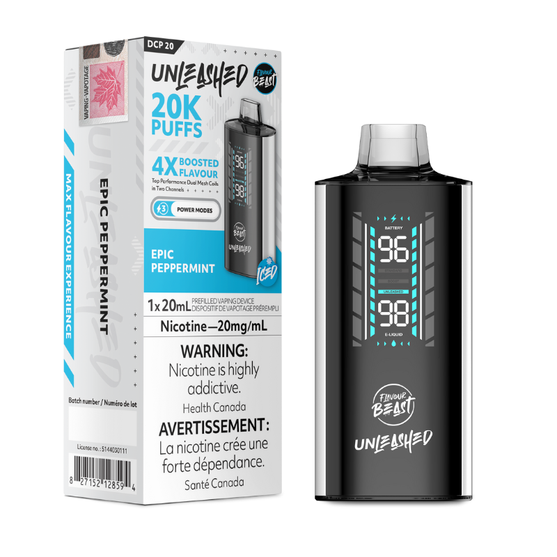 Epic Peppermint Iced Flavour Beast DCP 20K Disposable Vape A bold burst of icy peppermint that delivers a refreshing and invigorating chill. Free Sameday delivery within zone