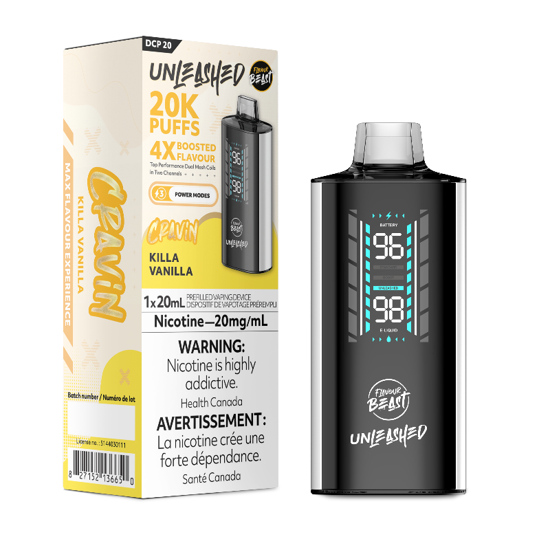 KILLA VANILLA FLAVOUR BEAST DCP 20K VAPE– 20,000 PUFFS & CUSTOMIZABLE FEATURES