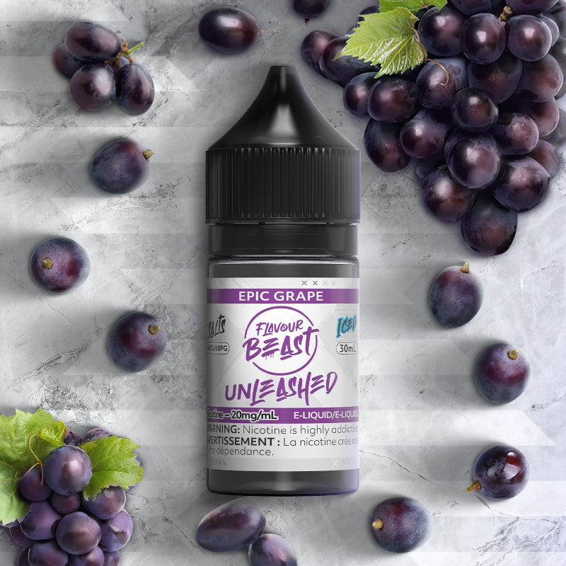 EPIC GRAPE ICE FLAVOUR BEAST UNLEASHED salt nicotine E-liquid featuring 20mg of nicotine strength, 40VG/60PG ratio. Buy Now instore or online!