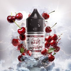 EPIC CHERRY ICE FLAVOUR BEAST UNLEASHED salt nicotine E-liquid featuring 20mg of nicotine strength, 40VG/60PG ratio. Buy Now instore or online!