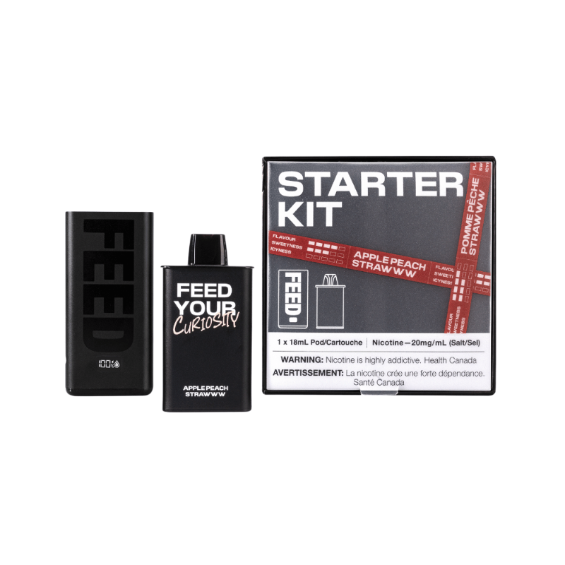 GRAB NOW !  APPLE PEACH STRAWWW FEED POD STARTER KIT (9000 PUFFs) This flavour blend offers a delightful harmony of fruity notes that dance on your palate with every inhale.Meet the brand-new FEED disposable pod system – blending the convenience of disposables with the sophistication of closed pods.