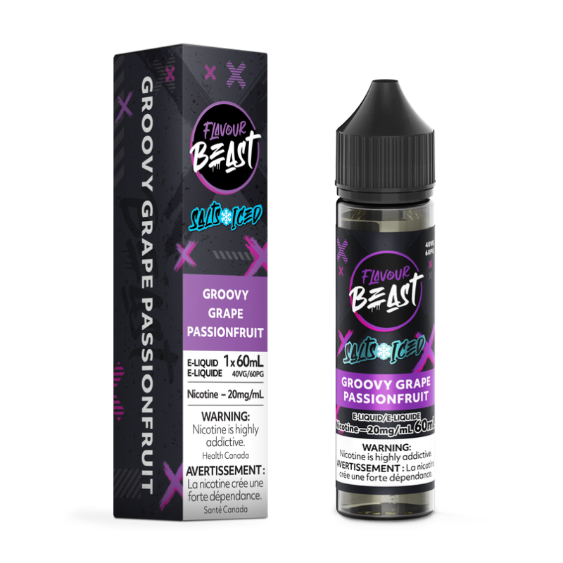 FLAVOUR BEAST GROOVY GRAPE PASSIONFRUIT SALTS ICED E-LIQUID EJUICE