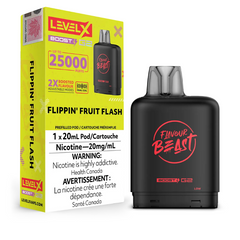 FLIPPIN' FRUIT FLASH LEVEL X BOOST PODLEVEL X BOOST PODS VAPE VAPING DEVICE G2 25K PUFFS ADJUSTABLE MODE FLAVOUR
