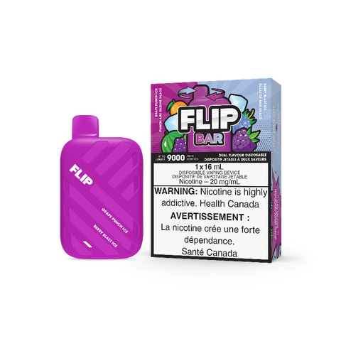 2 IN 1 FLIP BAR GRAPE PUNCH ICE AND BERRY BLAST ICE DISPOSABLE VAPE @ MISTER VAPOR CANADA
