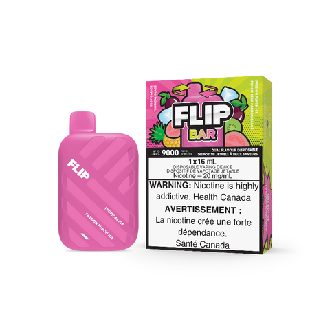 (2 in 1) FLIP BAR TROPICAL ICE AND PASSION PUNCH ICE (9000 PUFFS) DISPOSABLE VAPE AT MISTER VAPOR CANADA