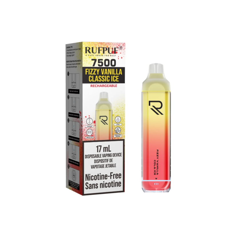 FIZZY VANILLA CLASSIC ICE RUFPUF NICOTINE FREE DISPOSABLE VAPE Experience the classic delight of Fizzy Vanilla Classic Ice, where creamy vanilla meets a refreshing, fizzy twist for a burst of cool sweetness in every puff. Same-day or Next-day delivery within the zone and express shipping GTA, Oakville, Aurora, Pickering, Ajax, Whitby, Oshawa, Scarborough, Brampton, Etobicoke, Mississauga, Markham, Richmond Hill.