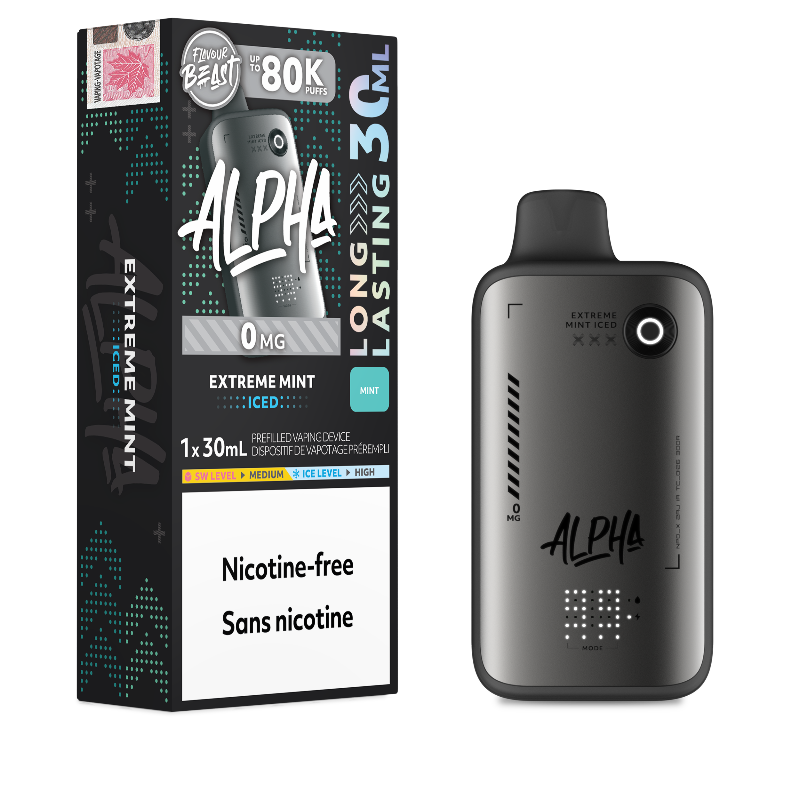 Flavour Beast Alpha 80K Disposable Vape Nicotine Free - Extreme Mint Iced, 30mL