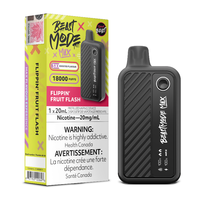 BUY NOW FLIPPIN FRUIT FLASH FLAVOUR BEAST BEAST MODE MAX - 18,000 PUFFS Flippin' Fruit Flash - Savor delightful mouthfuls of an exquisite fruit blend, bursting with all the vibrant colors of the rainbow!