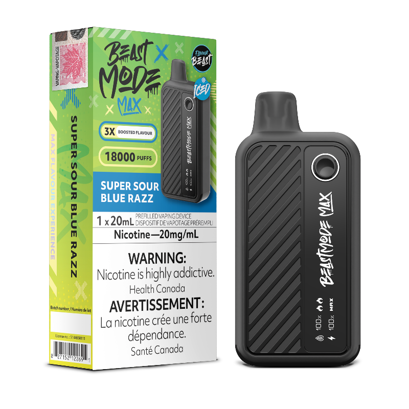 SELLING BEAST MODE MAX 18K SUPER  BLUE RAZZ DISPOSABLE VAPE AT MISTER VAPOR CANADA