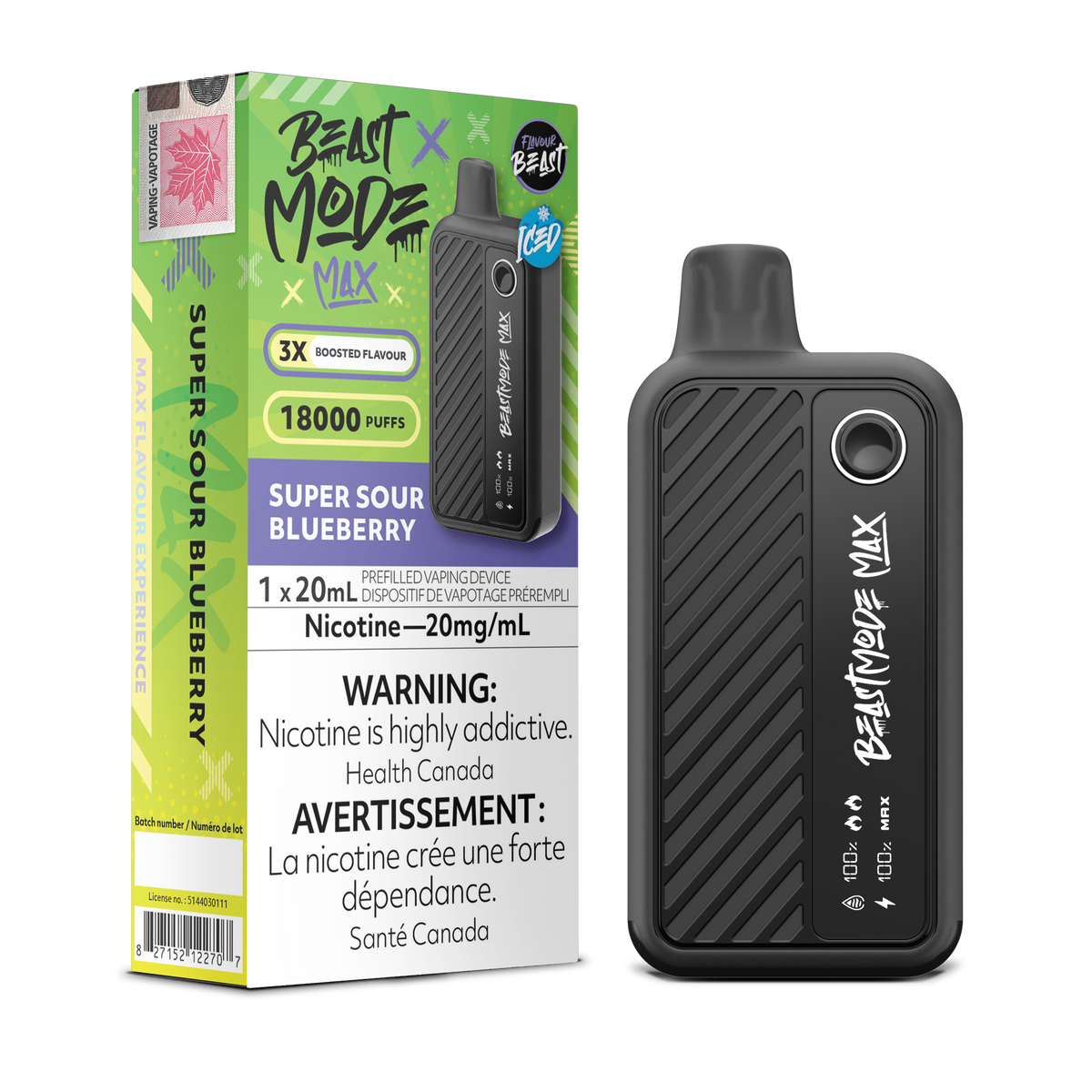 BUY BEAST MODE MAX 18K SUPER SOUR BLUEBERRY DISPOSABLE VAPE AT MISTER VAPOR