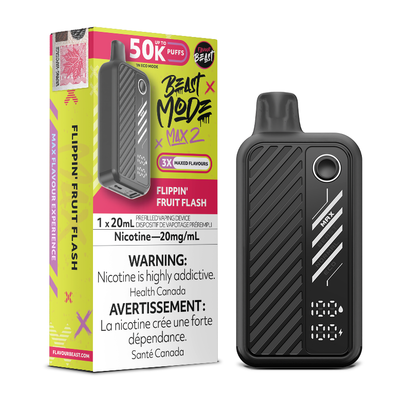 FLIPPIN' FRUIT FLASH BEAST MODE MAX 2 BY FLAVOUR BEAST with 50000 puffs , adjustable modes and 850 mah rechargeable battery. Buy now at Mister Vapor.