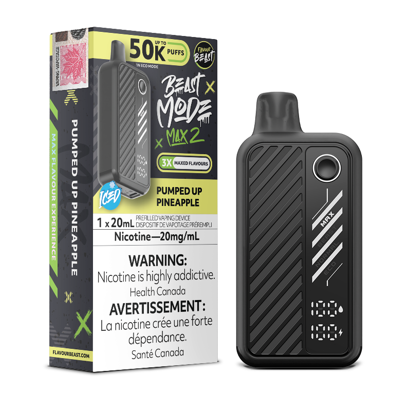 PUMPED UP PINEAPPLE ICED BEAST MODE MAX 2 BY FLAVOUR BEAST with 50K puffs , 4 power modes and rechargeable battery. Buy now at Mister Vapor.