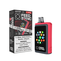 Frozen Watermelon Feed Sync Disposable Vape - 25,000 Puffs Savor the cool, refreshing blast of icy watermelon. Get ready to elevate your vaping game with the Feed Sync Disposable Vape—the world’s first smart disposable vape that’s packed with jaw-dropping features! This amazing device easily connects to both Android and Apple phones, giving you cool perks like SMS alerts, camera control, call functionality, social media updates, and even gaming. 