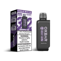 GRAPE ICE OXBAR SVOPP 32K DISPOSABLE POD: 32000 puffs, 1100mAH battery, battery and mode indicator. Buy now at Mister Vapor