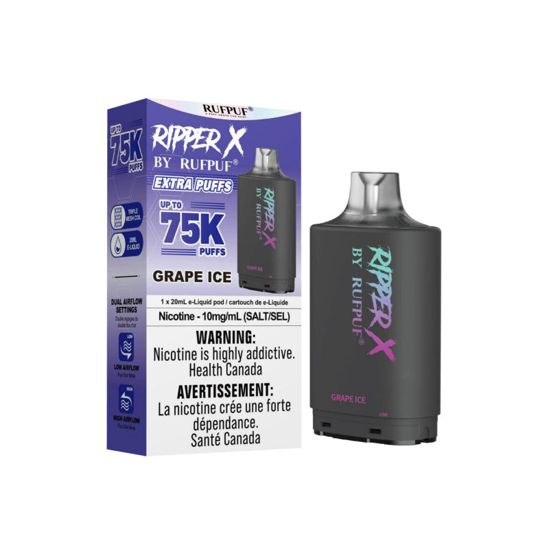 Ripper X 10mg Pods - Grape Ice, 75k Puffs