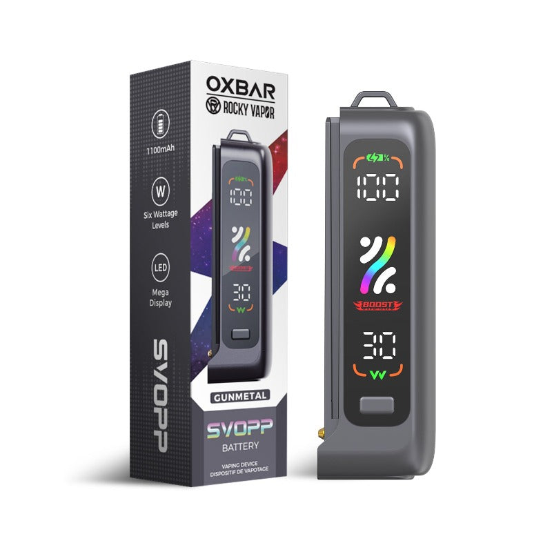 OXBAR SVOPP DEVICE KIT  The Oxbar Svopp Device Kit seamlessly connects with the Oxbar Svopp 16K Pods by simply sliding them together. It features a powerful 1100 mAh USB Type-C rechargeable battery, providing long-lasting vaping sessions. 