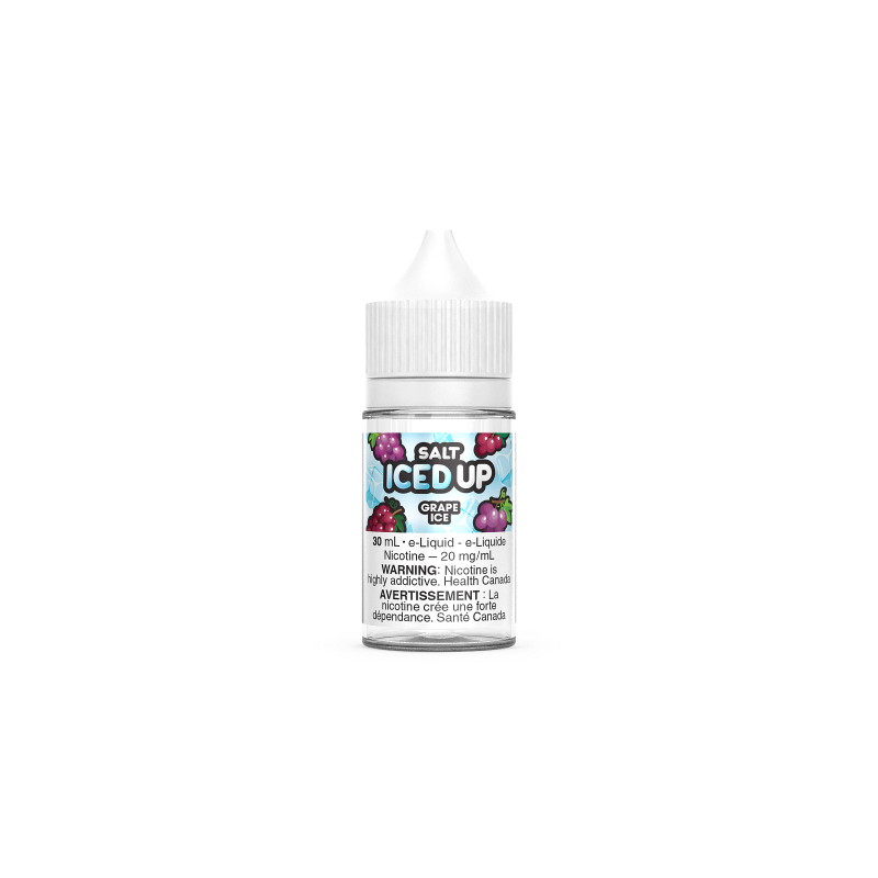 GRAPE ICE SALT BY ICED UP Icy grape blend 50% VG 50% PG Iced Up Salt is NOT intended for use in Sub-Ohm Tank systems.Iced Up Salt E-Liquid is intended for small pod systems.