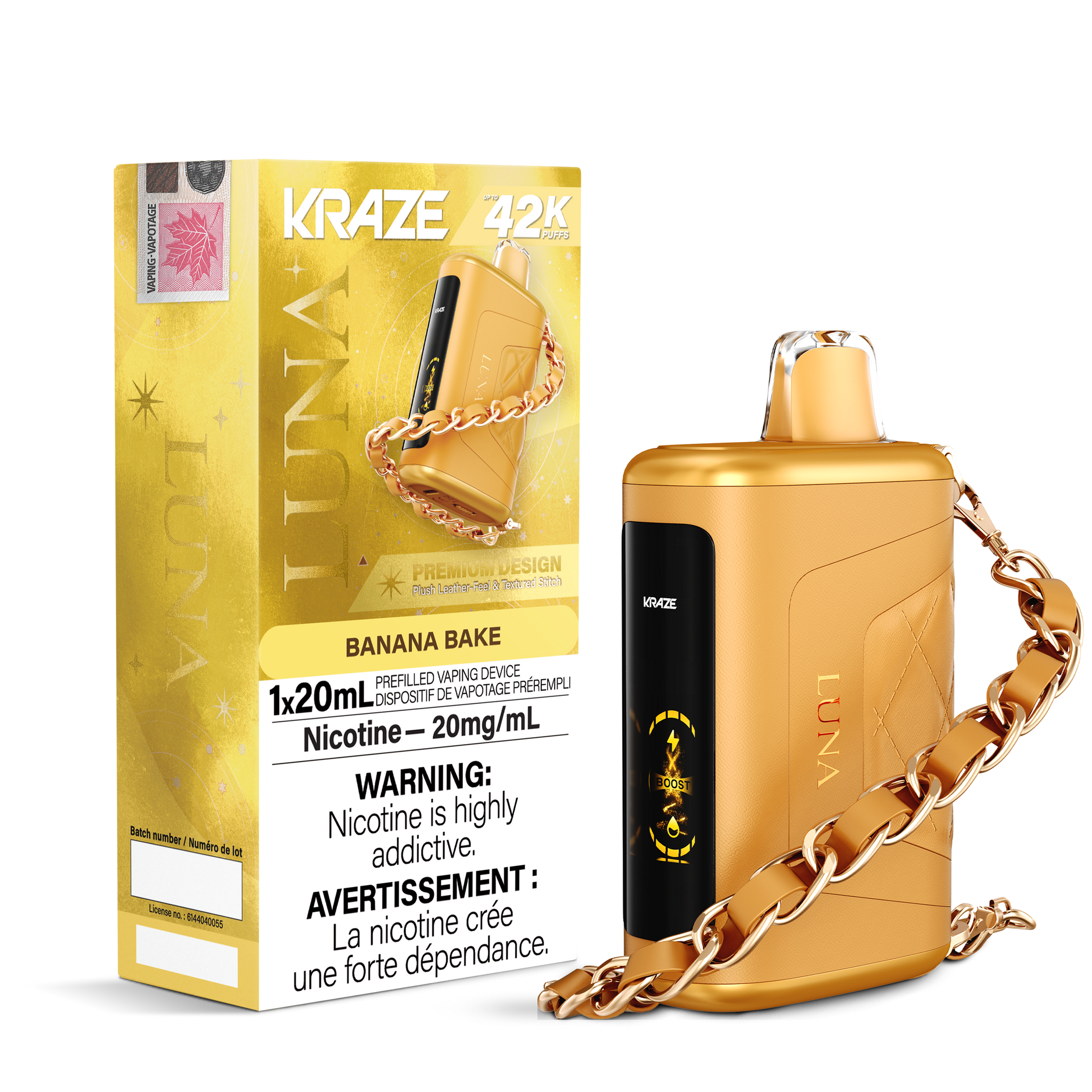 KRAZE LUNA DISPOSABLE VAPE, 42K PUFFS (20mL) Mister Vapor Canada