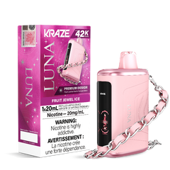 FRUIT JEWEL ICE KRAZE LUNA 42K DISPOSABLE VAPE : featuring 42000 Puffs, 20mL e-liquid, adjustable airflow, 2-in-1 Airflow & Mode Switch & Type-C Charging.