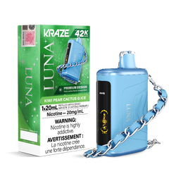 KIWI PEAR CACTUS G ICE KRAZE LUNA 42K DISPOSABLE VAPE : featuring 42000 Puffs, 20mL e-liquid, adjustable airflow, 2-in-1 Airflow & Mode Switch & Type-C Charging.