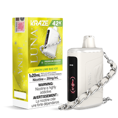 LEMON LIME BAE ICE KRAZE LUNA 42K DISPOSABLE VAPE : featuring 42000 Puffs, 20mL e-liquid, adjustable airflow, 2-in-1 Airflow & Mode Switch & Type-C Charging.