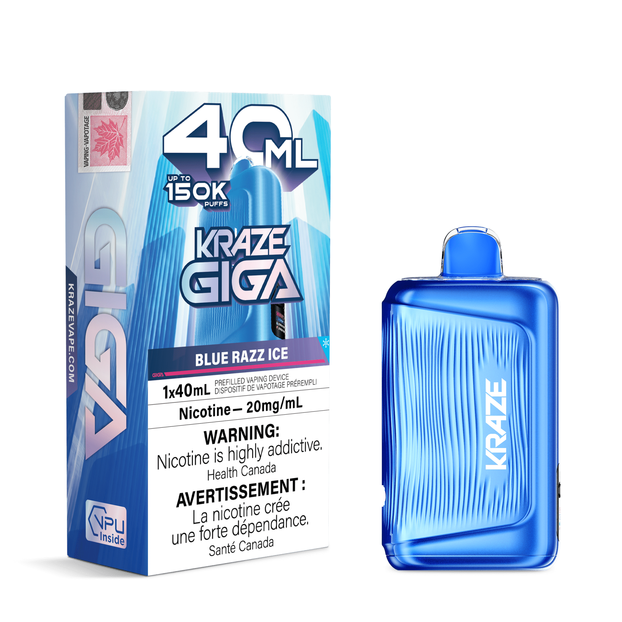 Kraze Giga 150k - Blue Razz Ice Disposable Vape - DISPOSABLE - Mister Vapor