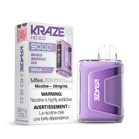 MIXED BERRIES ICE KRAZE HD 2.0 DISPOSABLE VAPESame-day and next day delivery within the zone and express shipping GTA, Aurora, Saguenay, Laval, Gatineau, Longueuil, Sherbrooke, Lévis, Scarborough, Brampton, Etobicoke, Mississauga, Markham, Richmond Hill, Ottawa, Oshawa, Vaughan, 