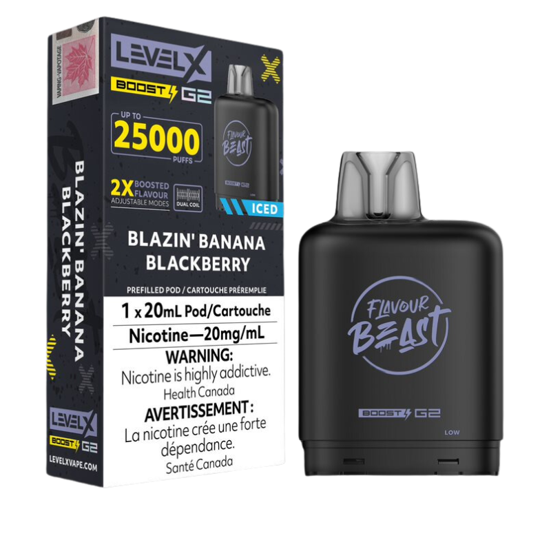 BUY LEVEL X BLAZIN' BANANA BLACKBERRY ICED BOOST FLAVOUR BEAST PODS AT MV TORONTO