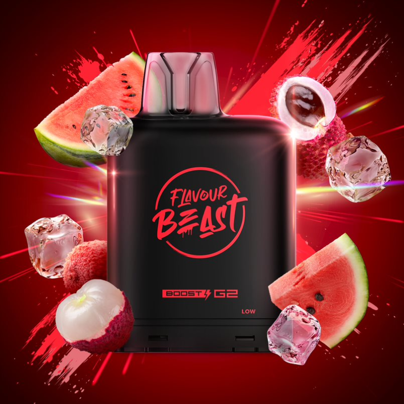 LIT LYCHEE WATERMELON ICED LEVEL X BOOST PODS Get litty with mouth-watering bites of luscious lychee and refreshing watermelon slices!