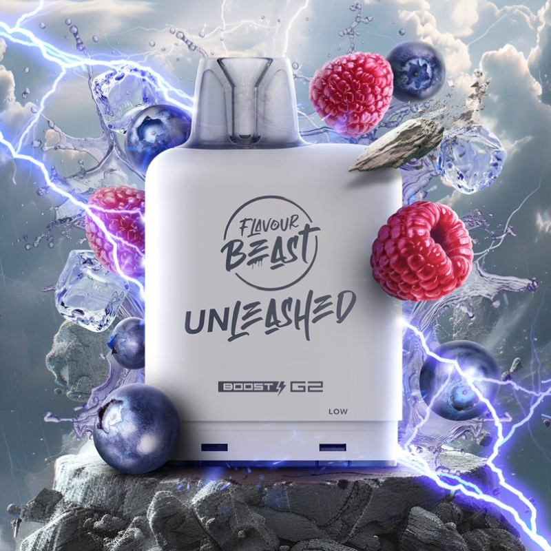 BERRY LIGHTNING ICED EPIC LEVEL X BOOST PODS A dynamic mix of tart raspberries, plump blueberries, and a refreshing finish for an electrifying berry sensation.