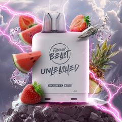 FRUIT FUSION ICED EPIC LEVEL X BOOST PODS A vibrant blend of juicy strawberries, tropical pineapple, and refreshing watermelon, creating a burst of tasty and tangy fruit flavours.