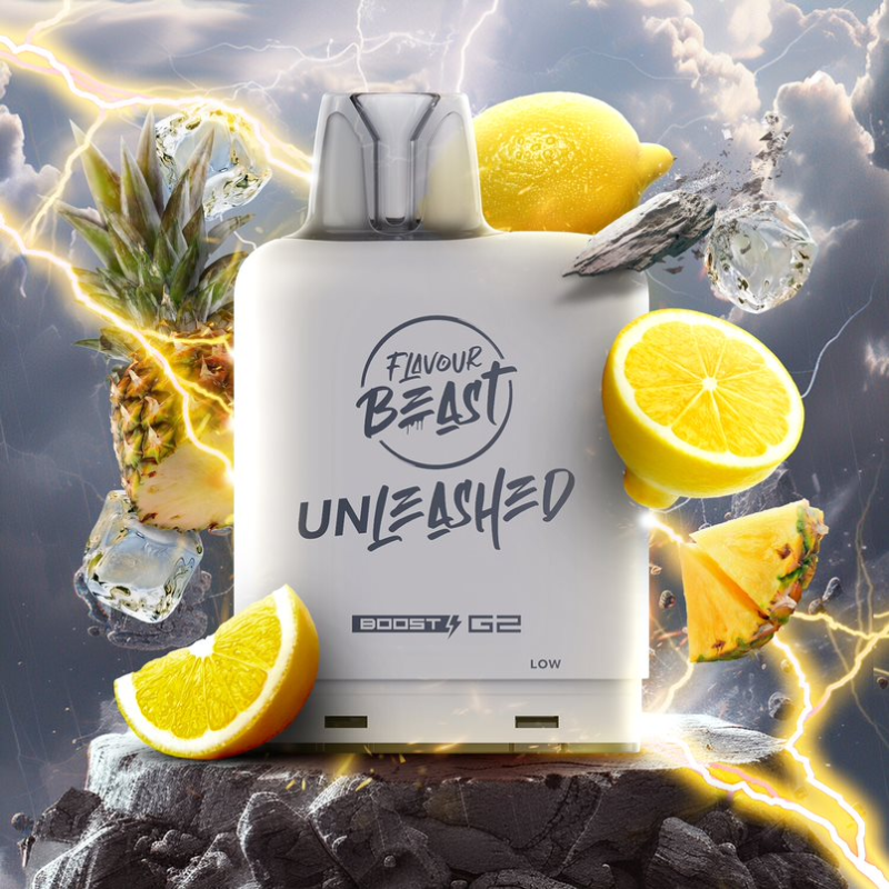 PINEAPPLE LEMON ICED EPIC LEVEL X BOOST PODS Offers a wildly fresh experience with grapes that explode with tart excellence and a rich, full flavor.