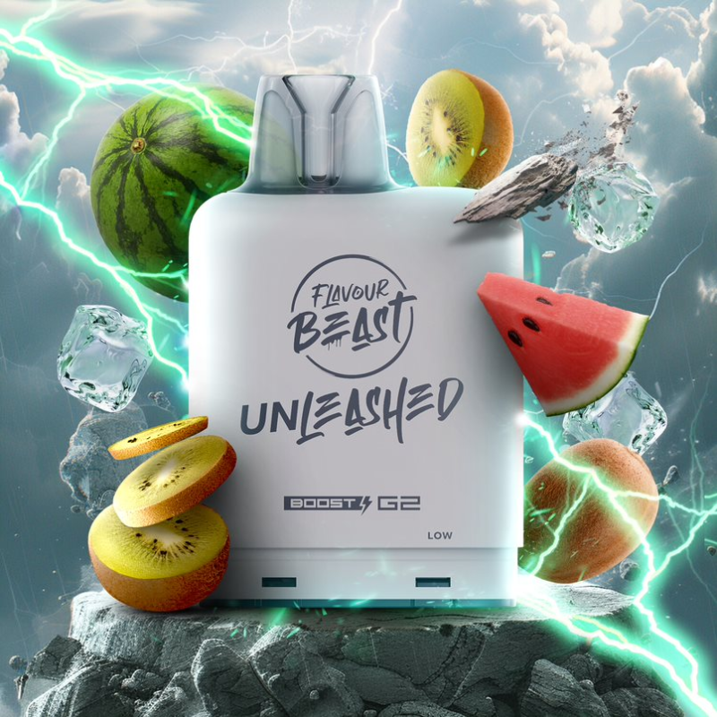 WATERMELON KIWI ICED EPIC LEVEL X BOOST PODS Waves of green kiwi and wonderous watermelon unite to give a tangy long-lasting flavour.