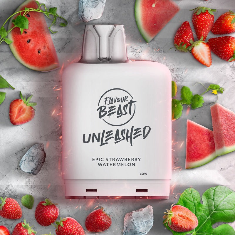STRAWBERRY WATERMELON ICED EPIC LEVEL X BOOST PODS Fantastic combination of sweet strawberries and vibrant watermelon, capturing the essence of summer with its prominent and delightful flavor profile.