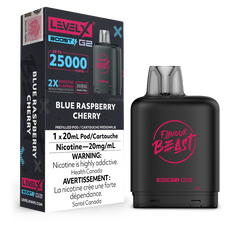 New Flavour ! BLUE RASPBERRY CHERRY LEVEL X BOOST PODS Buy Now , with 25000 puffs and adjustable boost modes .